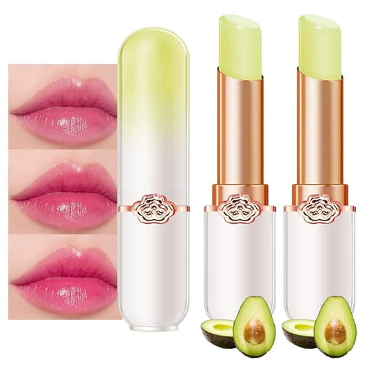 evpct 2Pcs Avocado Tinted Lip Balms PH Lip Color Changing Lipstick Balm Stain Gift Set Queen for Women Girls Korean Mood Long Lasting Color Change Light Pink Lipstick Lip Tint Plumper Gloss-Velvo Beauty