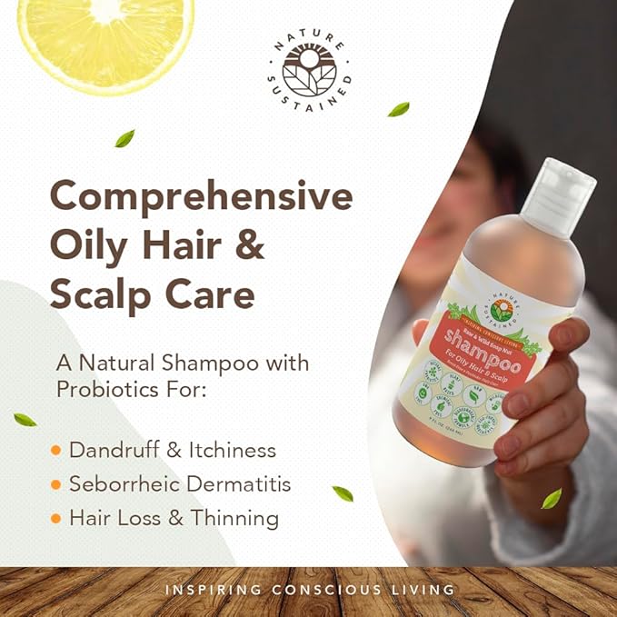 Natural Shampoo for Oily Hair & Scalp - Organic, Raw & Wildcrafted with Probiotics, Hypoallergenic & Sulfate Free Herbal Shampoo for Oil Control, Dandruff, Seborrheic Dermatitis - 9 Oz, Original-Velvo Beauty