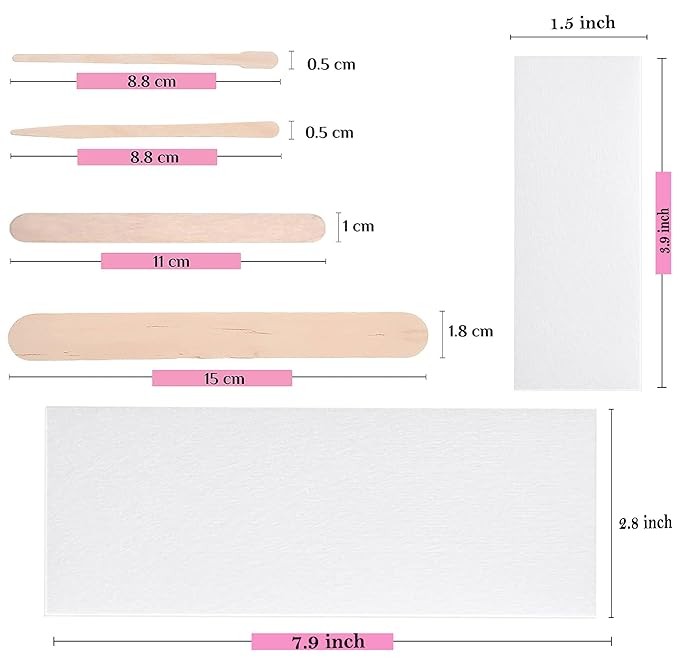 Mibly 4 Style 400 Pcs Assorted Wooden Wax Sticks for Body Legs Face and Small Medium Large Sizes Eyebrow Waxing Applicator Spatulas for (400 Piece Set)-Velvo Beauty