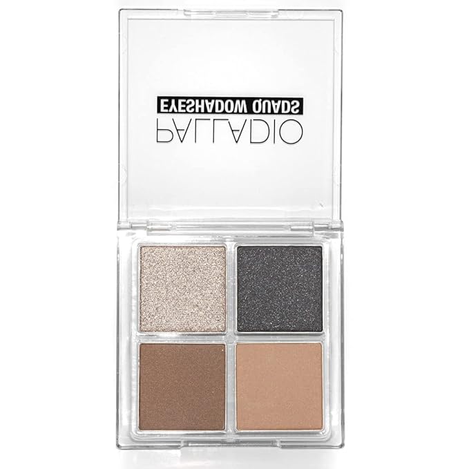 Palladio Eyeshadow Quads, Velvety Pigmented Blendable Matte, Metallic & Shimmer Finishes, Creamy Formula, Four Way Quad Eye Shadow Palette, Talc-Free (Party Rocker)-Velvo Beauty