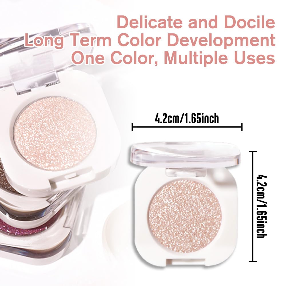 Pearl White Glitter Eyeshadow Palette for Women, Single Monochrome Eye Shadow Makeup, Shiny Pressed Powder, Blendable Natural sombras para ojos, Holographic,Vegan,Travel -11-Velvo Beauty
