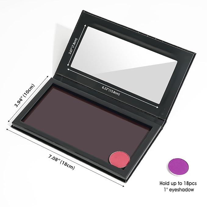 Lolalet 2 Pack Magnetic Makeup Palettes, Empty Magnetic Palette with Mirror for Eyeshadow Lip Color Blush Powder Highlighter Contour - Black&Pink-Velvo Beauty