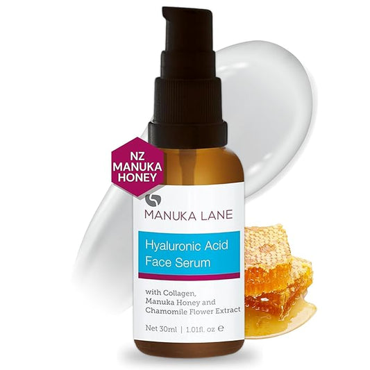 Hyaluronic Acid Serum for Face and Neck with Collagen, Manuka Honey & Chamomile Flower Extract | Plant Based Formula | Carefully formulated to keep your skin young and healthy!-Velvo Beauty