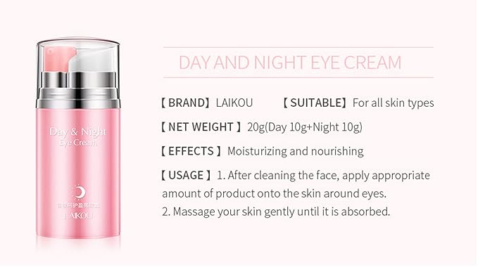 Rose Essential Oil Day and Night Eye Cream, Eye Cream for Dark Circles & Puffiness, Moisturizing Hydrating Fade Fine Lines Eye Bags Removal Dark Circles Firming Eye Skin For Women, Gift for Travel-Velvo Beauty