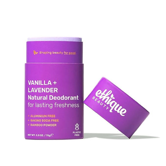Ethique Beauty Vanilla & Lavender Deodorant Stick for Men & Women - Aluminum-Free, Plastic-Free, Vegan, Cruelty-Free, Eco-Friendly, 2.5 oz-Velvo Beauty