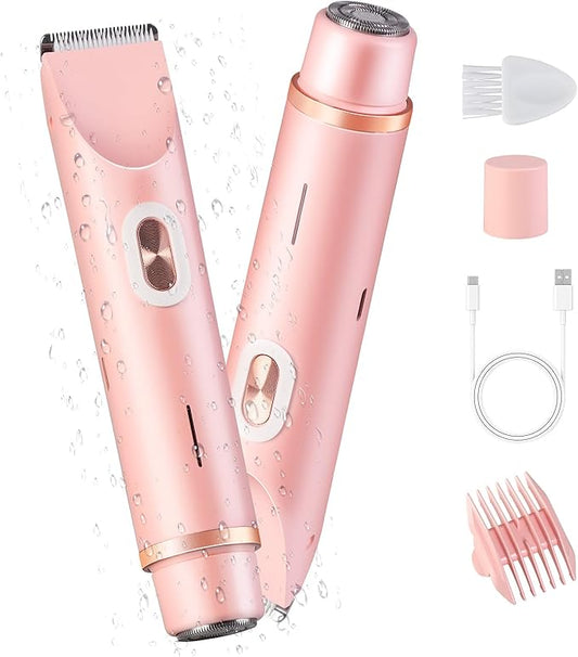 Glow Aura Womens Shaver, Bikini Trimmer for Women, Glow Aura Electric Razor, Comfort 2 in 1 Electric Lady Shaverr, Dual Head Groomer, Glowaura Womens Razor, GlowAura Bikini Shaver Body Grooming Tool-Velvo Beauty