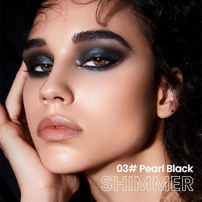 evpct Pearl Black Shimmer Cream Eye Shadow Brightener Sticks Set for Eyes, Black Shimmery Matte Pencil Eye shadow Applicator Stick Pen Palette Makeup Waterproof sombras en crema para ojos 03#-Velvo Beauty