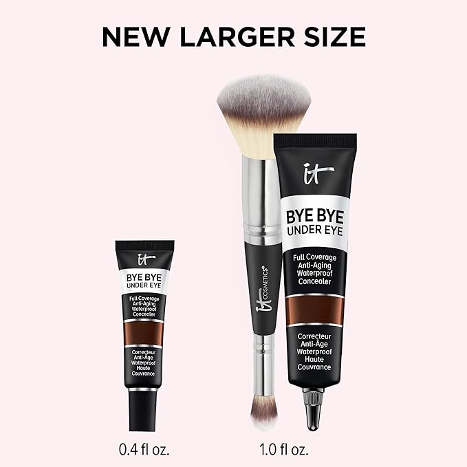 IT Cosmetics Makeup Set - Includes Supersize Bye Bye Under Eye Concealer (45.5 Deep) + Heavenly Luxe Complexion Perfection Concealer Brush (1 fl oz) - with Collagen, Hyaluronic Acid & Antioxidants-Velvo Beauty