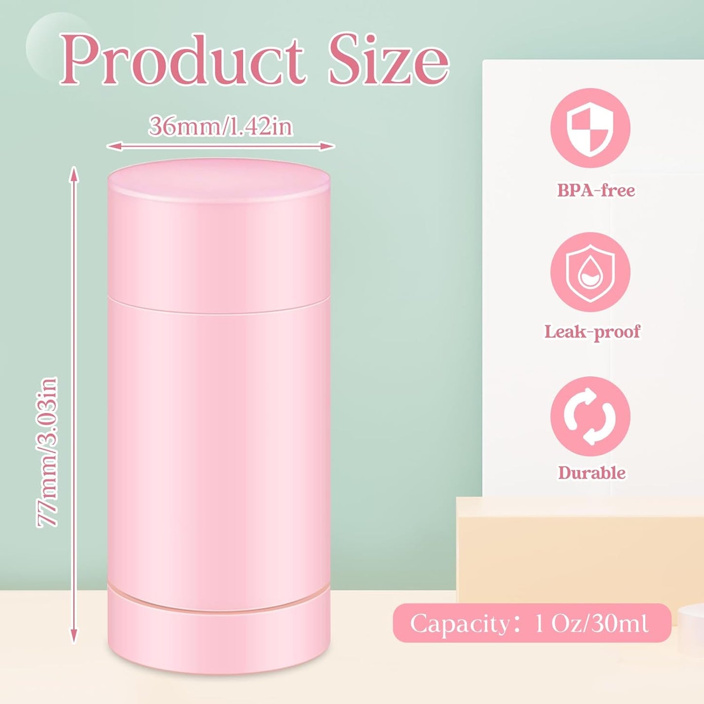 30 Pcs Empty Deodorant Containers Twist up Filling Stick Plastic Deodorant Container Refillable Bottles Bottomfill Round Lip Balm Tubes for Homemade DIY Lipstick Crayon(30 ml,Pink)-Velvo Beauty