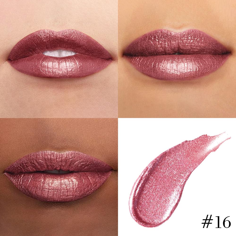 Kaely 2-in-1 Mauve Metallic Lipstick and Lip Liner, Shimmer Liquid Metallic Lipsticks for Women, Glitter Lip Gloss Stain Long Lasting Waterproof Smudge Proof 24 Hour, Vegan Makeup, 16-Velvo Beauty