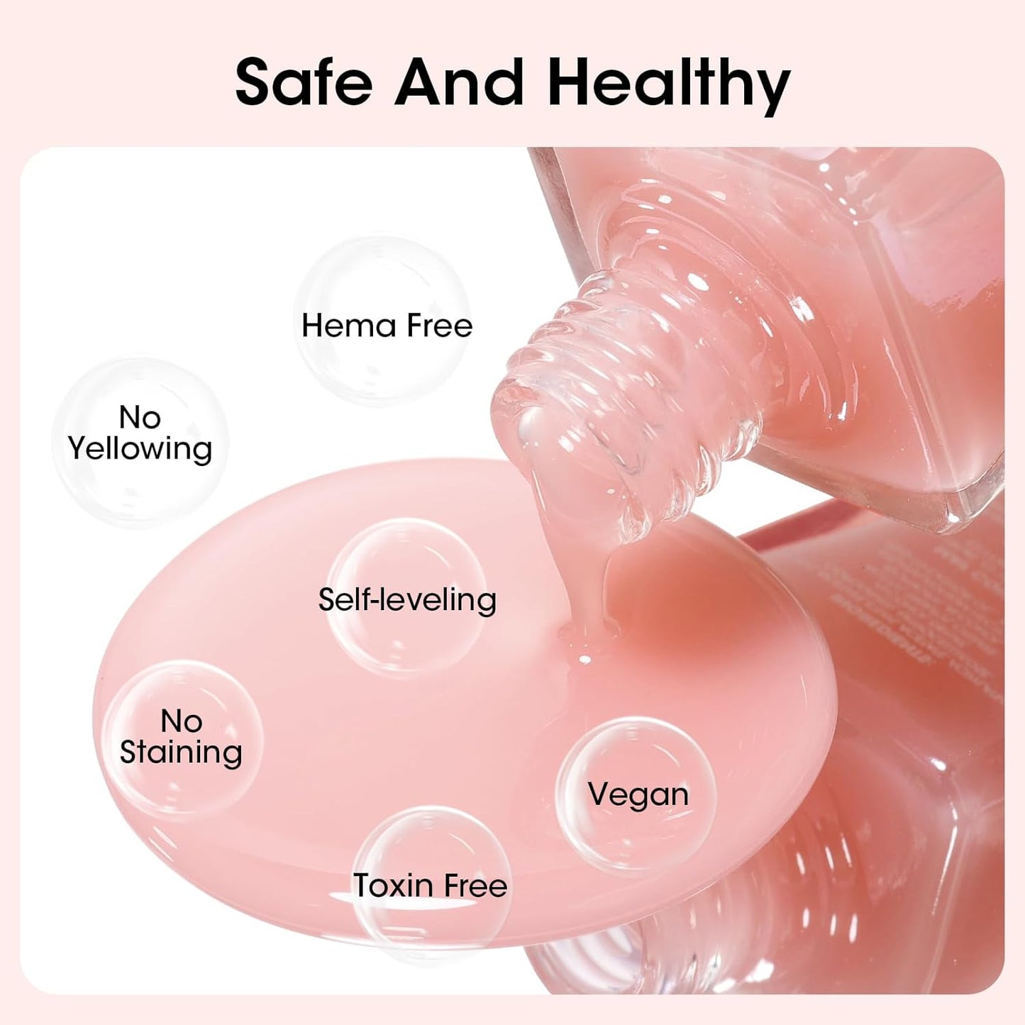 GELLEN 4‑in‑1 Clear Nail Polish Base Coat Sheer Tinted Natural Pink, Ridge Filler, Nail Strengthener & Concealer, Calcium Formula Strengthens Nails, Enhances Natural Look, No HEMA, Anti-yellowing-Velvo Beauty