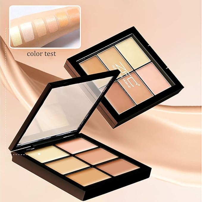 Concealer Palette 6 Shades Makeup Contour Palette Facial Camouflage Contour Full Coverage Foundation Cream Beauty Make up Concealer Kit (6 colors)-Velvo Beauty