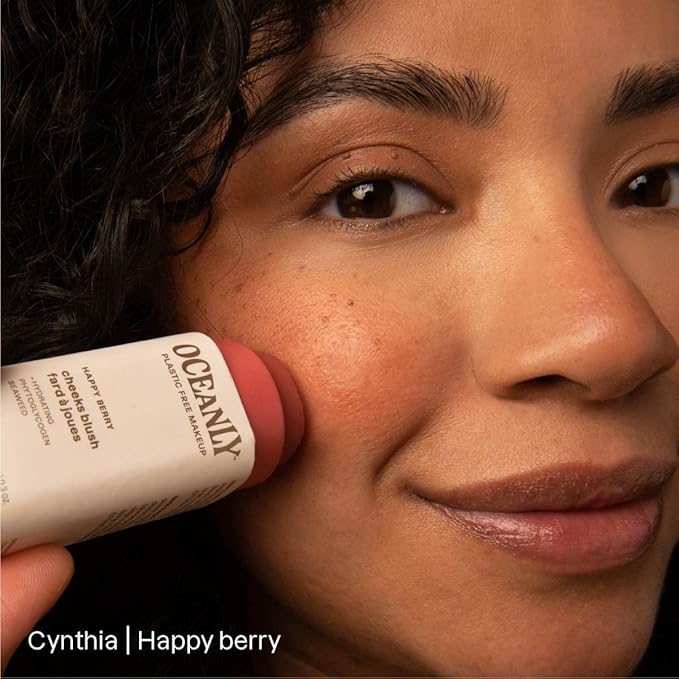 ATTITUDE Oceanly Lightweight Blush Stick, Titanium Dioxide-Free, EWG Verified, Plastic-Free, Vegan & Cruelty-free Makeup, Happy Berry, 0.3 Ounces-Velvo Beauty