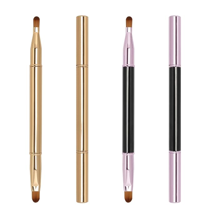 Unaone 2 Pack Lip Brush for Lipstick, Dual-Ended Lip Makeup Brush with Lid, Lipstick Brush for Lip Gloss-Velvo Beauty