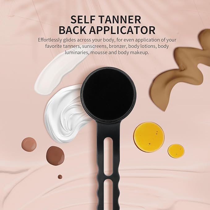 docolor Self Tanner Back Applicator, Plastic Long Handle Back Tanning Applicator Large Body Makeup Brush Vegan & Cruelty Free Self Tanner Brush For Self Tanner, Sunscreen, Bronzer, Foundation-Velvo Beauty