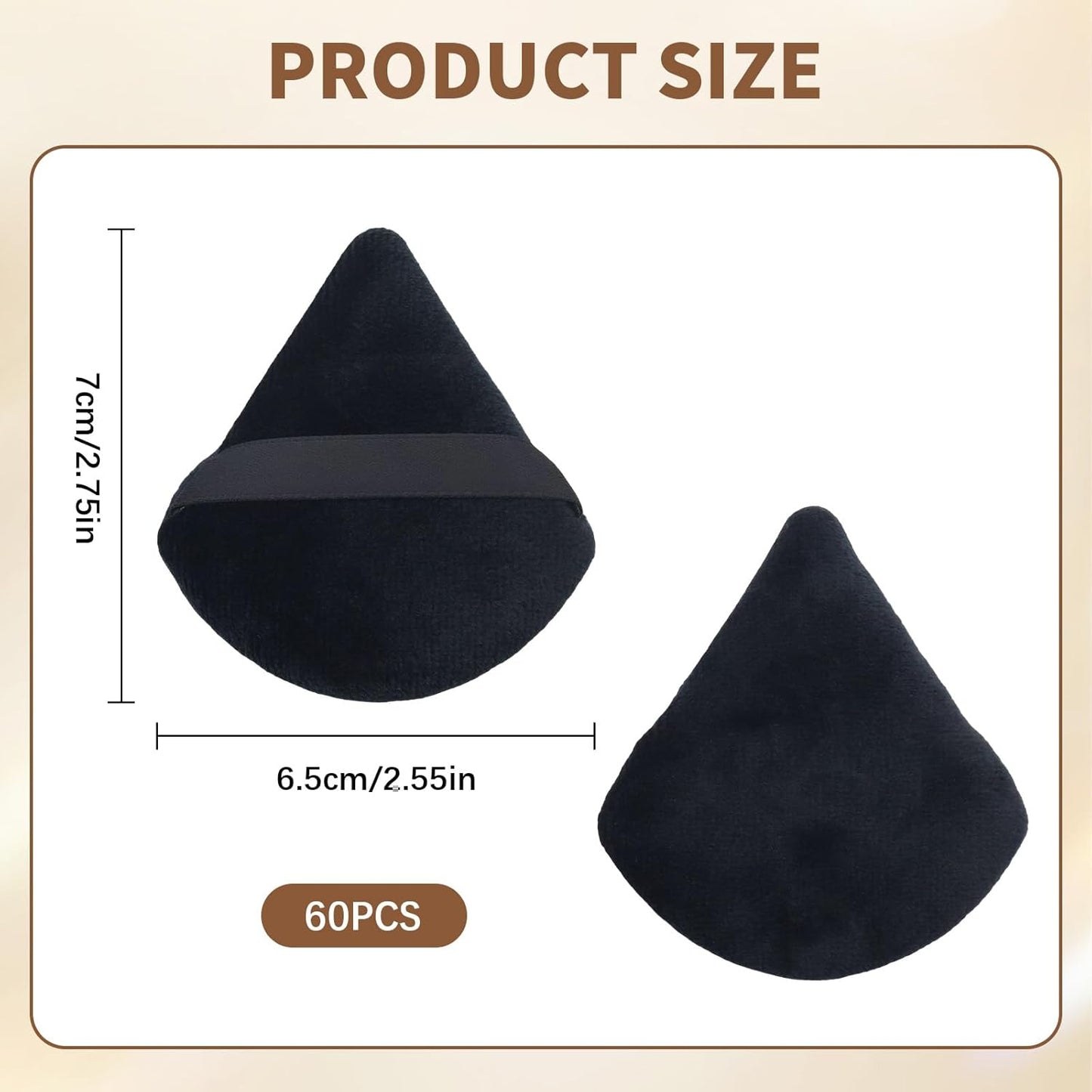 Triangle Makeup Powder Puff, 60pcs Setting Powder Puffs, This Cosmetic Wedges For Face, Under Eyes And Neck, Velvet Material-Velvo Beauty
