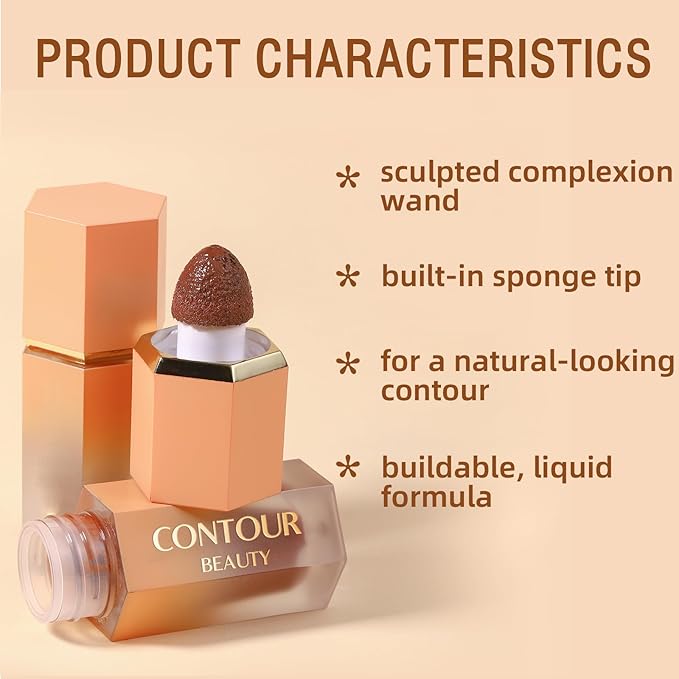 Liquid Contour Stick, Soft Cream Contour Makeup, Liquid Bronzer Face Concealer Matte Contouring with Cushion Applicator, Long Lasting Silky Face Contour Cream Bronzer Contouring Makeup (103)-Velvo Beauty