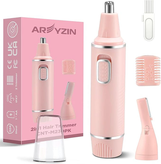 AREYZIN Nose Hair Trimmer for Women & Eyebrow Trimmer-2024 Professional Painless Ear and Nose Trimmer Nasal Hair Clipper, Powerful Motor, Easy to Clean, Dual Edge Blades-Velvo Beauty