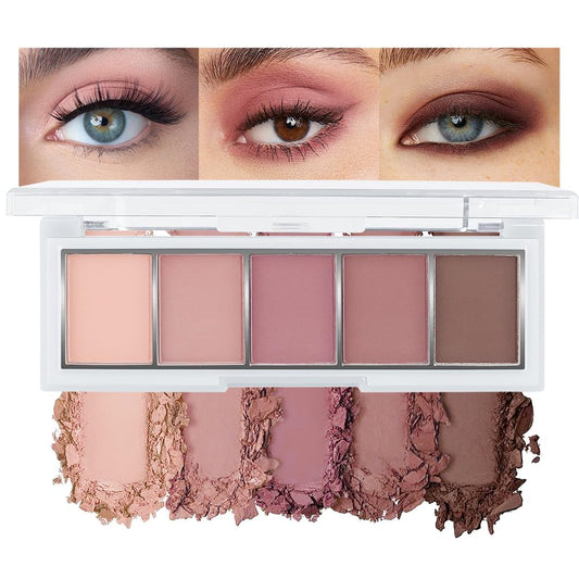 5 Color Eye Shadow Palette Makeup, Nude Coffee Pink Brown Dark Brown, Velvety Matte Finish, Highly Pigmented Make up Eyeshadow Palette, Long Lasting Waterproof, Neutral Daily Eye Makeup 04#-Velvo Beauty