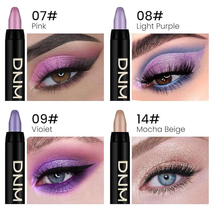 evpct 4Pcs Cream Eyeshadow Pencil Bulk Stick Set for Eyes Waterproof Pink Light Purple Violet Mocha Beige Shimmer Metallic Eyeshadow Crayon Stick sombras en crema para ojos-Velvo Beauty