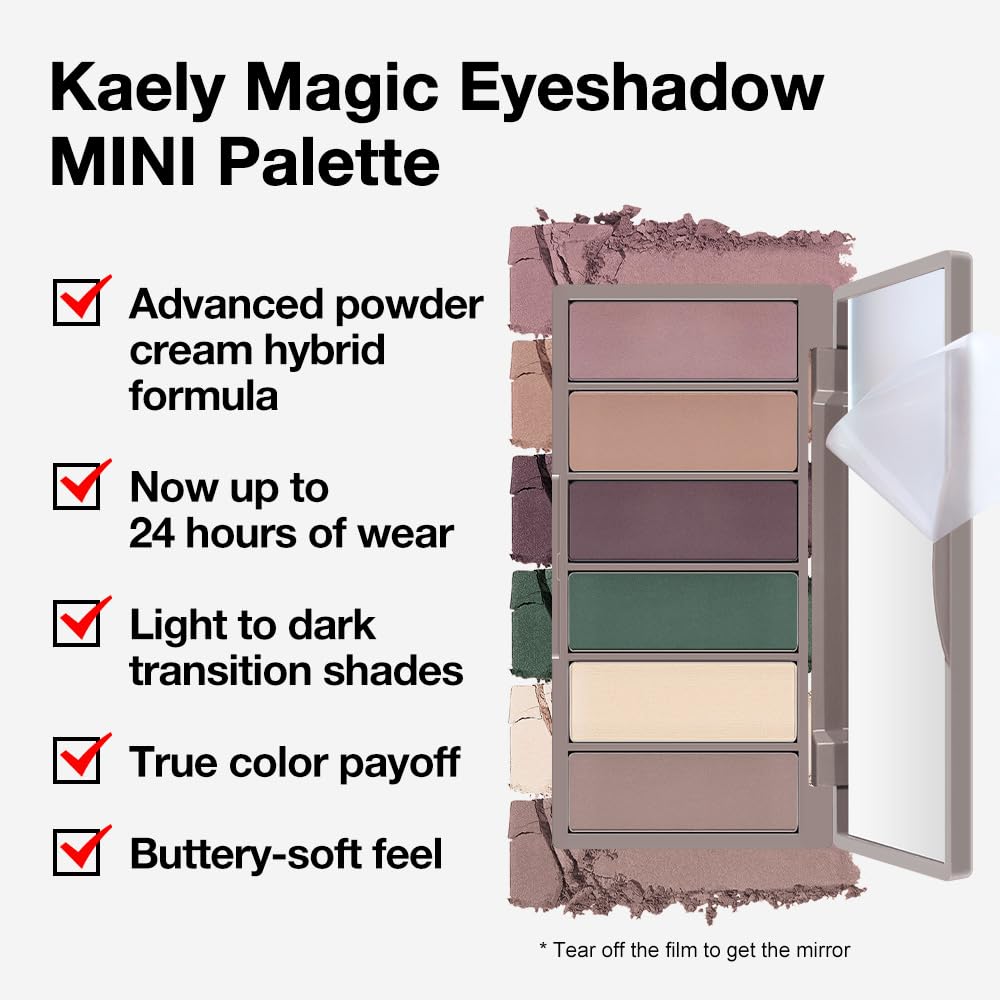 Kaely 6 Colors Mini Neutral Eye Shadow Palette Makeup, Taupe Rosy Brown Smokey Plum Forest Green Nude Beige Cocoa Brown Matte Eyeshadow Palette for Older Women Pigmented Waterproof, Cruelty-free, 11-Velvo Beauty