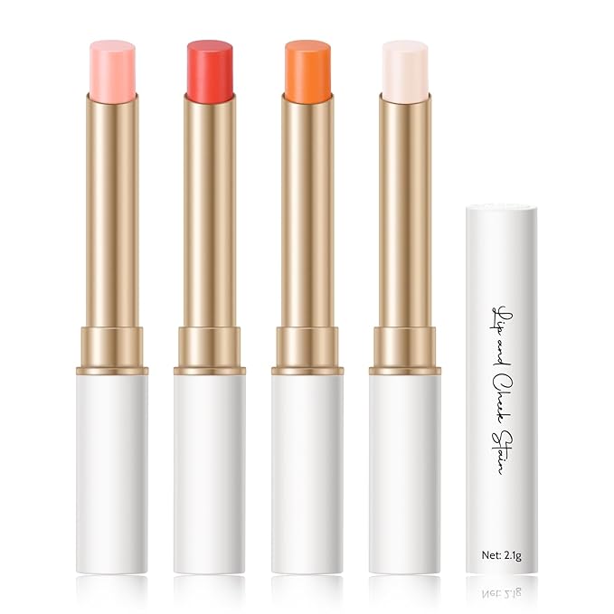 KYDA 4 Colors PH-Activated Lip and Cheek Stain, PH Color Changing Formula for Lasting Custom Lip Color, Keep Lips Soft and Moisturizing with Avocado Oil, Multiuse Color Balm-Velvo Beauty