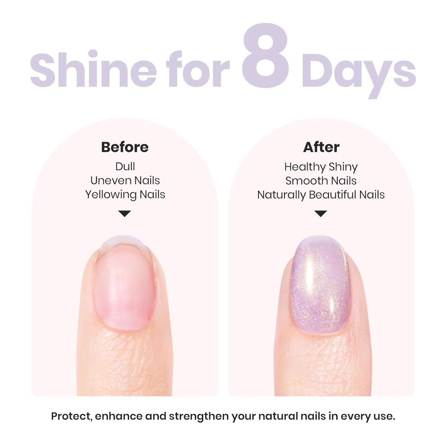 Beetles Nail Strengthener - Gold Purple Nail Concealer Fast Air Dry Shimmer Air Dry Nail Growth for Damaged Uneven Nails Fingernail Polish Imperfection Masking for Gold Shimmer Manicure Salon Quality-Velvo Beauty