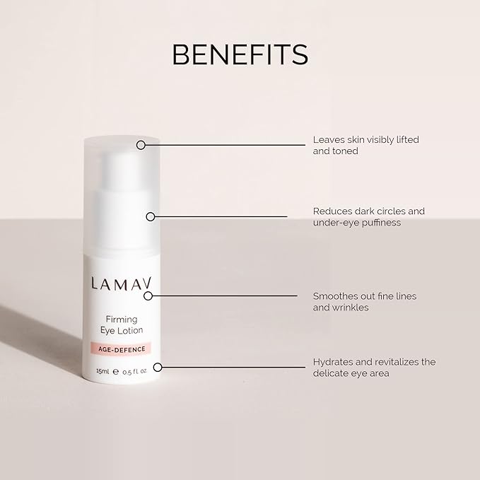 LAMAV Firming Eye Lotion - 7 Potent Actives, Anti-wrinkle Properties, Increases Skin Firmness, Anti-Aging Eye Cream, Cruelty-Free, Reduces Dark Circles-Velvo Beauty