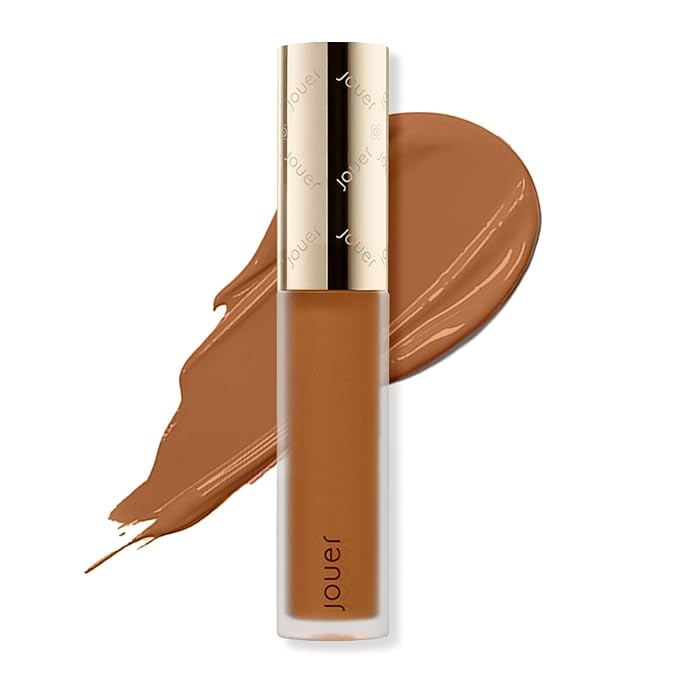Jouer Essential High Coverage Liquid Concealer - Brightening Concealer - Color Corrector for Under Eye Dark Circles, Spot Coverage, and Eye Primer - Soft Matte Finish, Amber-Velvo Beauty