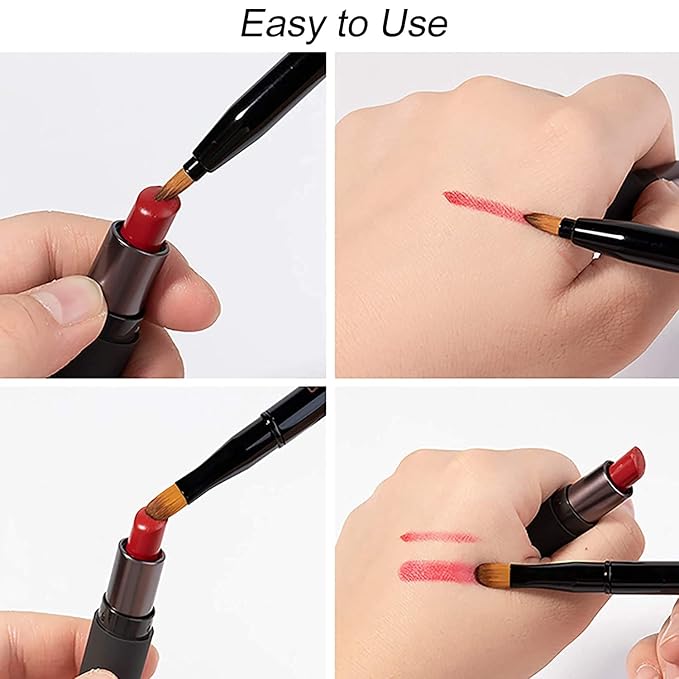 Retractable Dual End Lip Brush Concealer Brush with Cap, Lipstick Eyeshadow Foundation Makeup Brushes Gold, Black, Purple-Velvo Beauty
