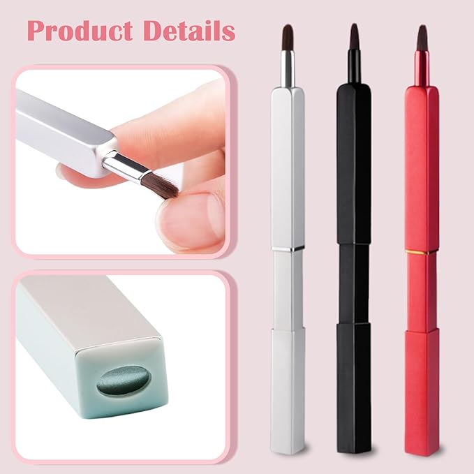 Lip Applicator Brush - 3 Pack Exquisite Professional Dustproof Retractable Lip Brush - Makeup Lipstick Lip Gloss Applicators (Black, Silver and Jewelry Red)-Velvo Beauty