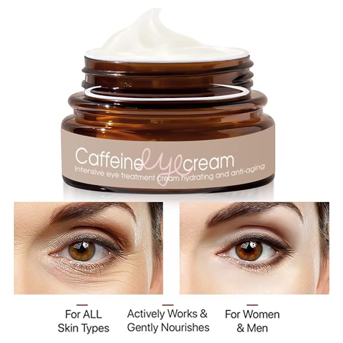 Natural Caffeine Eye Cream serum With Collagen,Hyaluronic Acid for Dark Circle and Puffiness,Great Under Eye Cream for Anti Aging,Eye Lift Treatment for Men &Women 0.52oz-Velvo Beauty