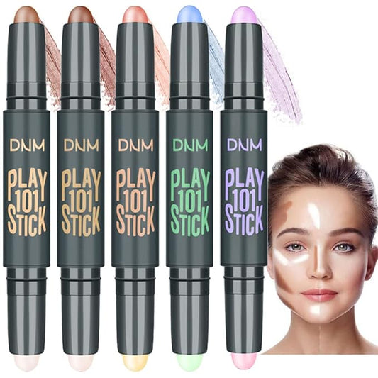 evpct 5Pcs 2In1 Face Cream Makeup Highlighter Highlight Contouring Concealer Contour Sticks Kit Bronzer Highlighter Makeup Stick and Contour Palette Illuminator Highly Piamented Long Lasting Brighten-Velvo Beauty