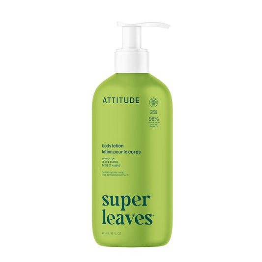 ATTITUDE Body Lotion, EWG Verified, Vegan & Cruelty-Free, Hydrating Moisturizer for Dry Skin, Non-Greasy Skin Care, Pear & Amber Scent, 16 Fl Oz-Velvo Beauty