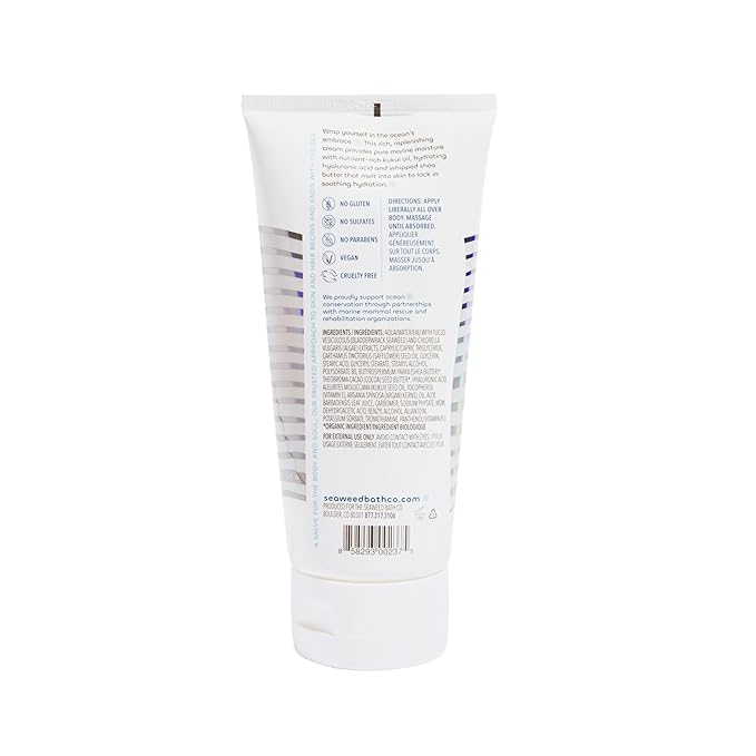 Seaweed Bath Co. Hydrate Body Cream - Unscented | Nourishing Moisturizer for Body and Hands | With Vitamin E, Hyaluronic Acid and Shea Butter For Dry Skin | 6 oz-Velvo Beauty