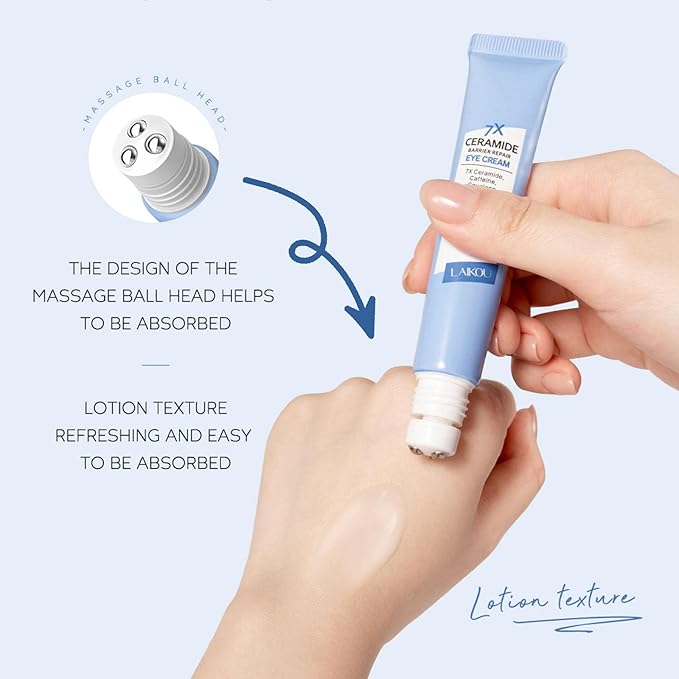 Ceramide Under Eye Cream, Hydrating Eye Cream, Eye Wrinkle Cream With Massage Head, Eye Cream Anti Aging, Dark Circle Eye Cream For Women & Men, eye moisturizer For All Skin Type-Velvo Beauty
