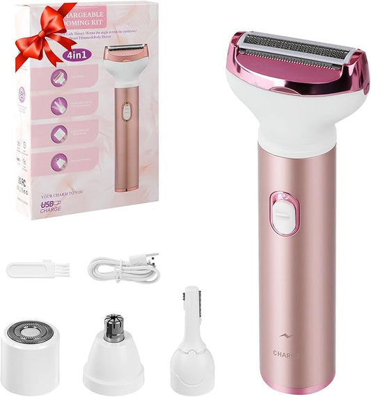 Women Face Epilator, 4-in-1 Body Shaver and Facial Epilator, Hair Removal for Faces, Rechargeable Electric Facial Hair Removal Devices for Face, Armpits, Eyebrows, Nose-Velvo Beauty