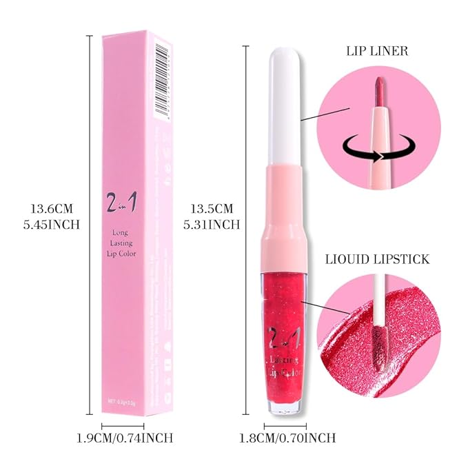 evpct Crushed Ruby Red Metallic Glitter Lip Liner and Lipstick Combo Lip Gloss Stain Set Makeup for Women Long Lasting Waterproof 24, Red Frosted Metallic Shimmer Glossy iridescent Liquid Lipstick 18-Velvo Beauty