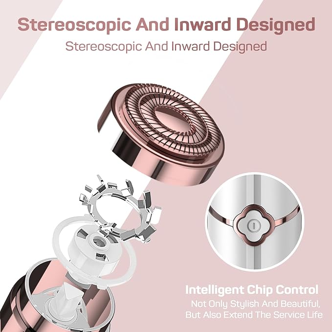 Womens Electric Razors for Facial Hair Removal - Rechargeable, 2 Replacement Heads - Painless Hair Trimmer for Lip, Mustache, Chin-Velvo Beauty