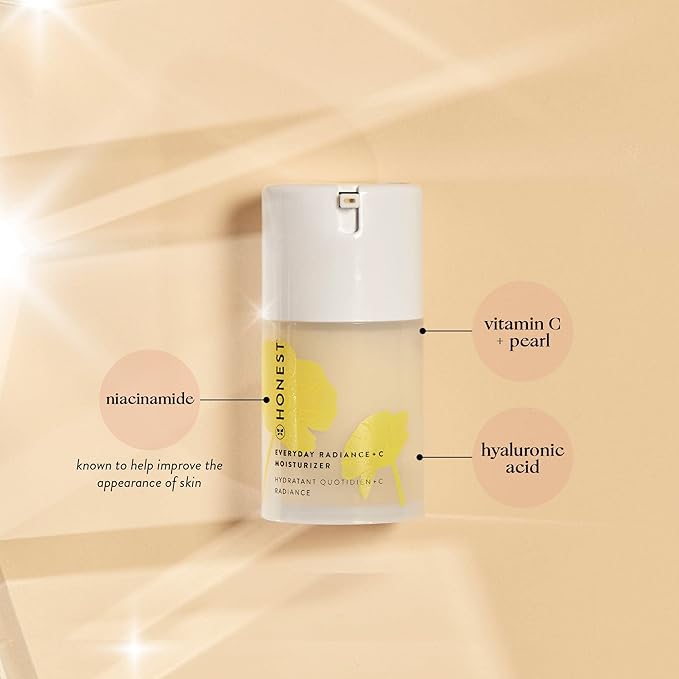Honest Beauty Get Glowing Bundle | Vitamin C Radiance Brightening Serum + Everyday Moisturizer | Improves Skin Tone | Vitamin C + Pearl | EWG Verified + Cruelty Free | 1 fl oz, 1.7 fl oz-Velvo Beauty