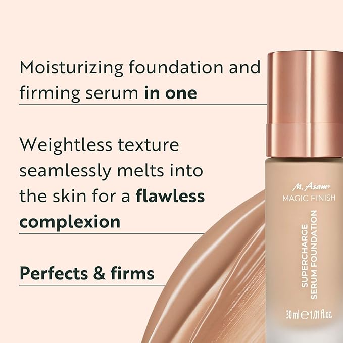 M. Asam MAGIC FINISH Supercharge Serum Foundation Creamy Nude (1.01 Fl Oz) - Moisturizing Make Up & Firming Face Serum In One, Anti-aging CC Cream With Optimal Coverage & Hyaluronic Acid-Velvo Beauty