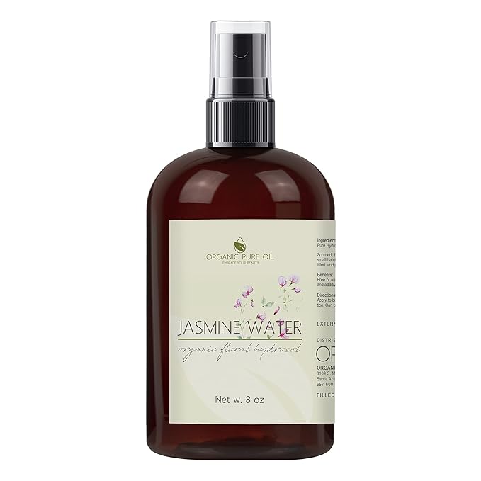 Jasmine Hydrosol Face Mist Calming Spray, Toner, Aromatherapy, Body Mist, Set Makeup, 8oz, Pure Hydrosol Water Jasmine by Organic Pure Oil-Velvo Beauty