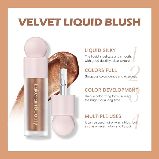 Erinde Liquid Highlighter Makeup, Face Highlighter Bronzer Makeup Stick, Natural Glossy Finish, Lightweight Blendable Silky Smooth Cream Face Illuminator Makeup, Cruelty-free, 04# CANDLELIGHT-Velvo Beauty