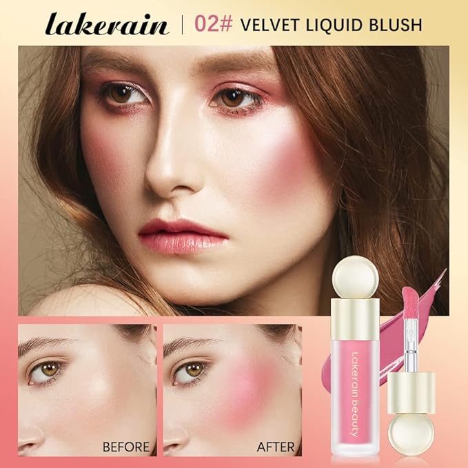 Liquid Blush Stick For Cheeks, Soft Velvet Cream Face Cheek Tint, Natural Matte Pink Red Blush Skin Tint, Waterproof Long Lasting Dewy Makeup, Moisturizing Lightweight Blendable (2#)-Velvo Beauty