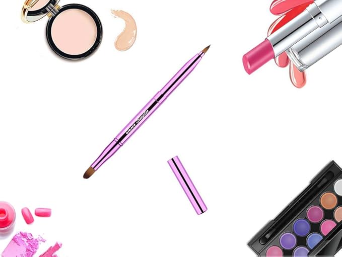 Cosmetic Brushes Lip Eye Double Sided Makeup Brush with Cap for Travel Retractable Lip Brush Eyebrow Brush Concealer Brush For Lipstick Portable Purple-Velvo Beauty
