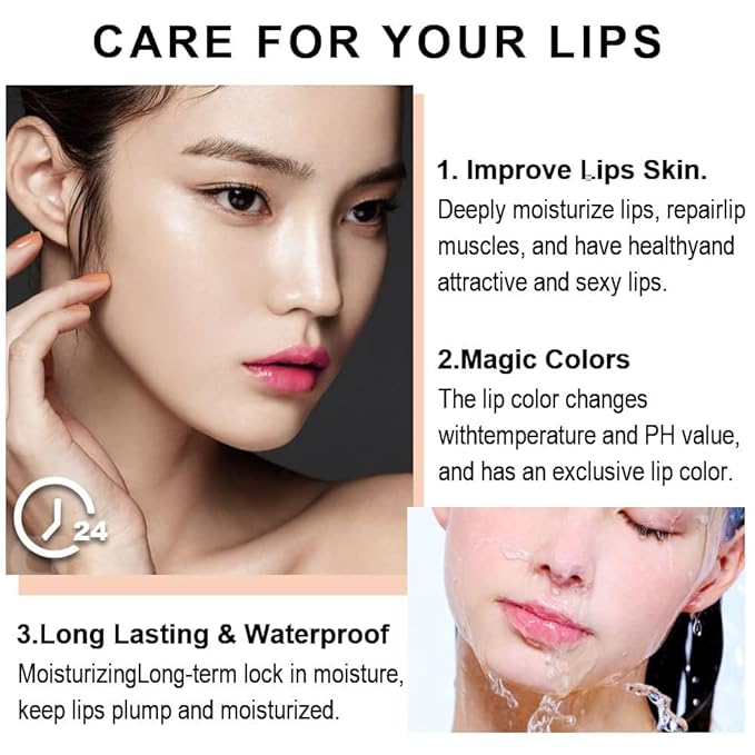 evpct 3Pcs Magic Color Changing Lipstick 24 Hours Original for Women Lasting Waterproof, Aloe Vera Strawberry Black Red Cherry PH Mood Permanent Hardpointing color changing Lipstick Tinted Lip balms-Velvo Beauty