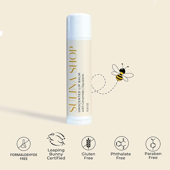 Unscented Lip Balm Hydrating for Dry Lips - Lip Moisturizer with Castor Oil and Beeswax, Chapped Lip Repair, Restores Smoothness, Barrier Protection, Fragrance-Free and Gentle-Velvo Beauty