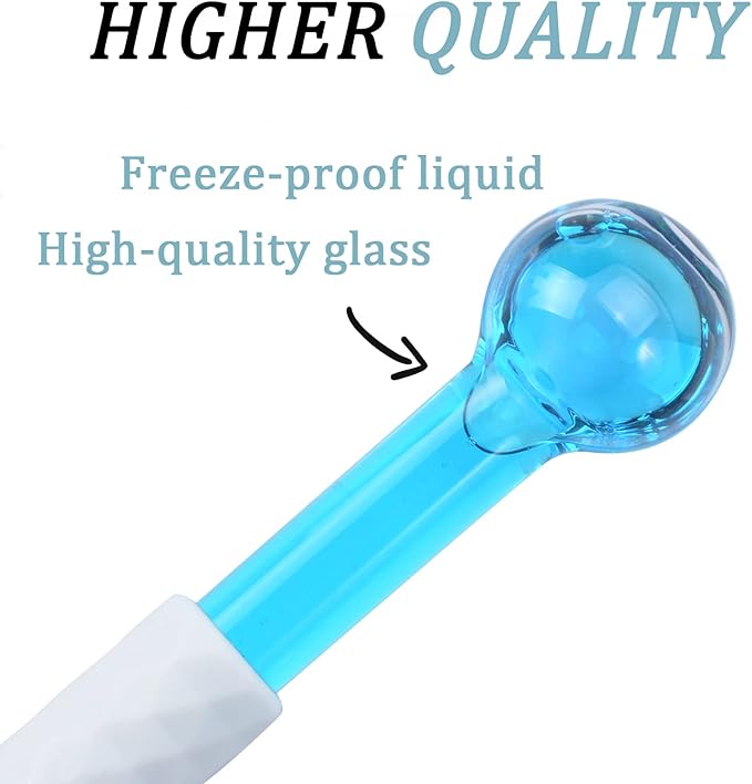 ICE GLOBES SMALL BALLS for Eyes, 2 PCS Blue Facial Globes for Massage Tool, Facial Roller Cold Skin Massagers, Tighten Skin, Reduce Puffiness and Dark Circles, Enhance Circulation-Velvo Beauty