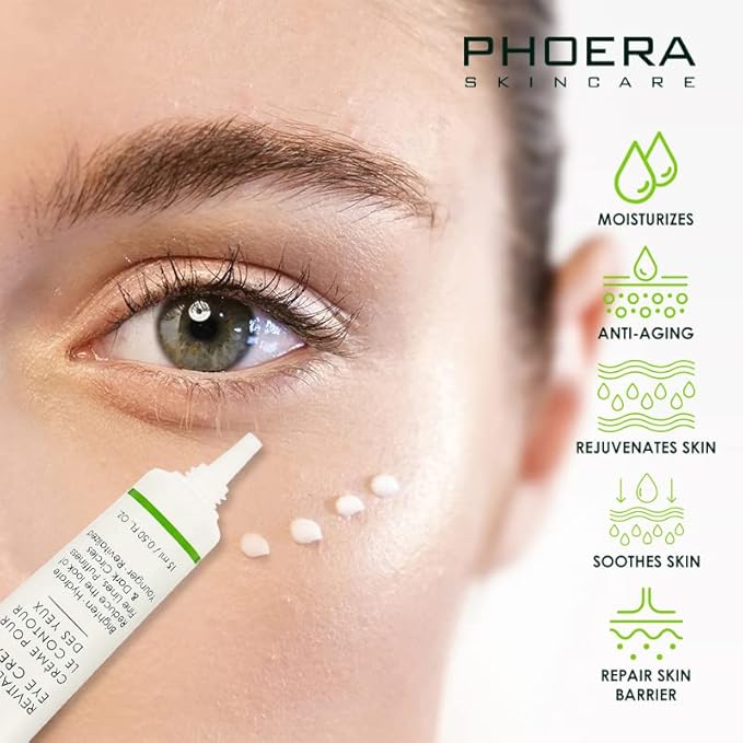 Phoera Revitalizing Eye Cream Brighten Hydrate Reduce The Fine Lines, Dark Circle Wrinkles And Puffiness For Men And Women Skin Loving Ingredients Apply In Morning And At Night-Velvo Beauty
