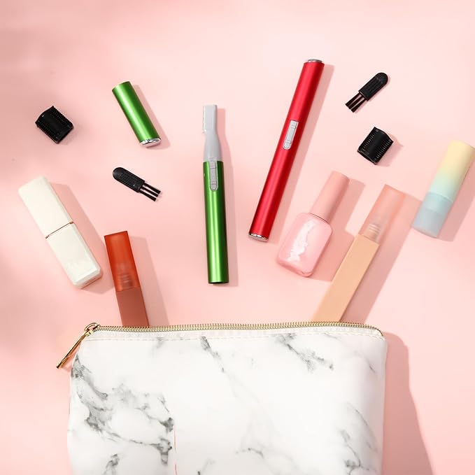 Chumia 2 Pcs Electric Eyebrow Trimmer Women Precision Face Razors Mini Shaver with Comb Christmas Women Gift Battery Operated Personal Epilator for Face Neck Fuzz Lips Leg(Red,Green)-Velvo Beauty